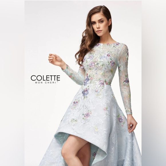 Colette Mon Cheri Blue Embroidered Dress - Picture 4 of 16